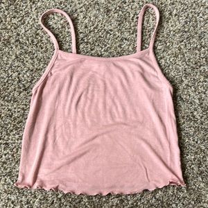 Light Pink Lettuce Edge Cropped Tank Top
